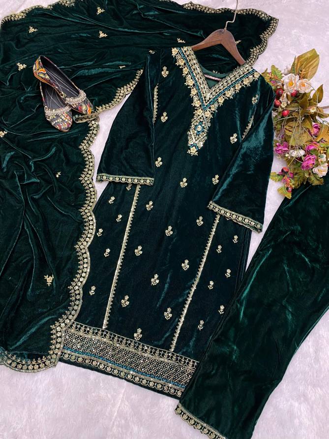 LG 1199 Heavy Viscose Velvet Embroidery Readymade Suits